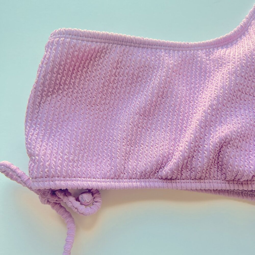 NWT Salt + Cove One Shoulder Side Shirred Bikini Top Dusty Lilac Size Small S - Picture 3 of 10